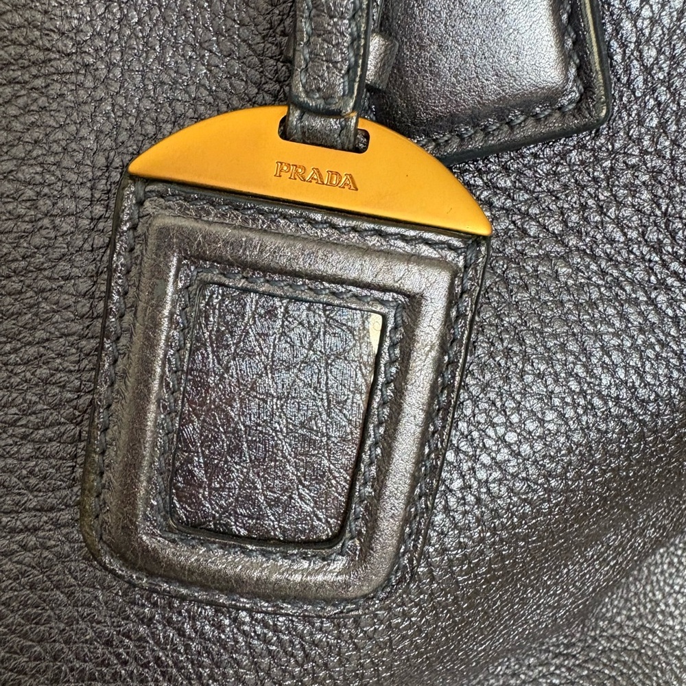 Prada metallic blue Leather handbag - Picture 3 of 14